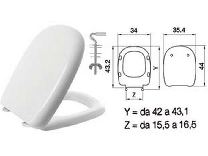 sedile wc in termoindurente "five" bianco cerniere inox h025s fer410762