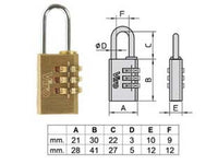 2pz lucchetti ad arco a combinazione con 3 dischi 406 - mm.28, arco mm.27x12 ? mm.5 (40600307) fer410922