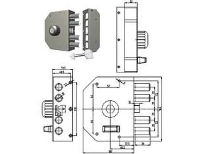 serratura a pompa con scrocco e pomolo 3050 - cilindro mm.60 dx (3050-02n) fer412759