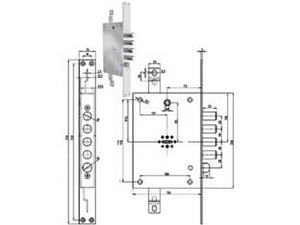 serratura triplice infilare con scrocco d.mappa revers. blindate 7051 - chiave mm.92 (7051-01) fer412780
