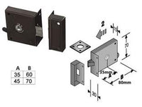 2pz serratura da applicare per cantine solo scrocco 189 - entrata mm.35 lunghezza mm.60 dx fer413701