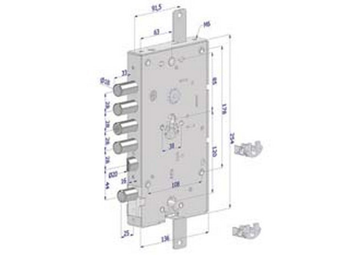 serratura triplice per porte blindate cilindro europeo reversibile 268 - (2681scr0328cxx) fer430210