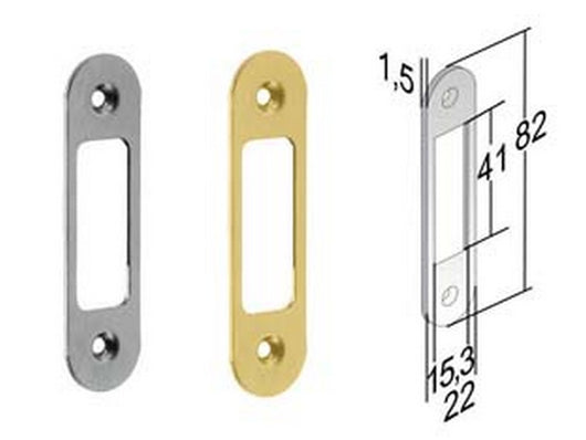 5pz contropiastra regolabile g188 bordo tondo per serratura bitter - mm.82x22 bordo tondo ottone lucido verniciato  cod:ferx.fer452465