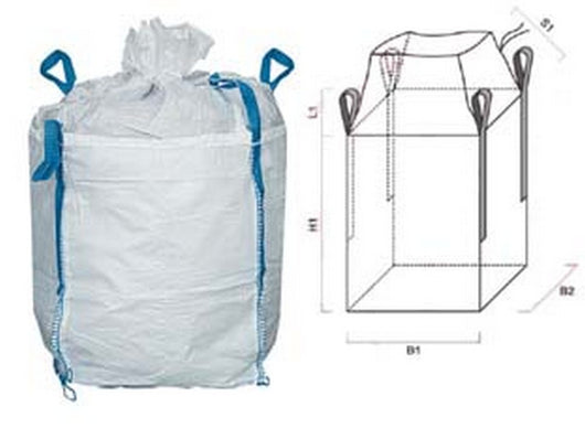 saccone in polipropilene fondo chiuso + bocca caramella - cm.90x90x120 - portata kg.1500 fer454018