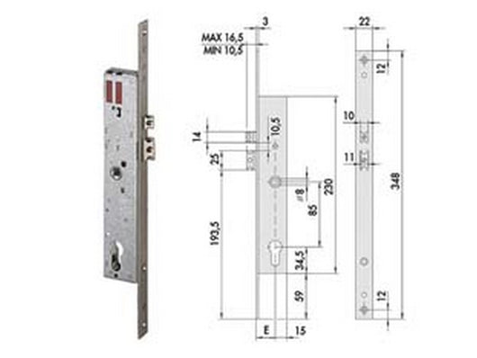 elettroserratura da infilare per montanti con scrocco 16205 - mm.35 (16205350) fer455527