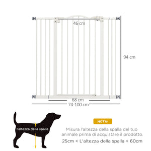 Cancellino per Cani Estensibile 74-100x94 cm in Metallo Bianco