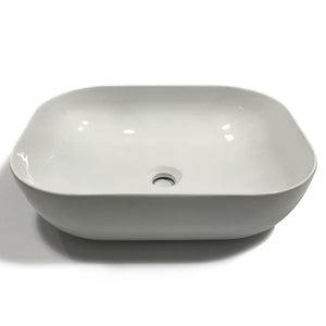 Lavabo da appoggio ceramica bianco rettangolare lavandino lavello arredo 50,5x40,5x14 cm *** finitura- opaco, confezi...