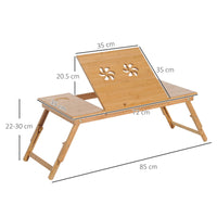 Tavolino da Letto per PC Pieghevole e Inclinabile con Cassetto 72x35x22-30  Colore Legno