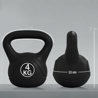 Kettlebell per Allenamento 4 kg in Plastica e Sabbia Nero