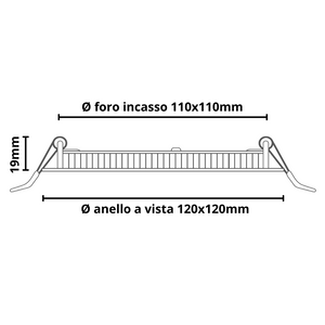 Pannello led incasso 11cm 6watt slim quadro soffitto alimentatore incluso temperatura 4500k 