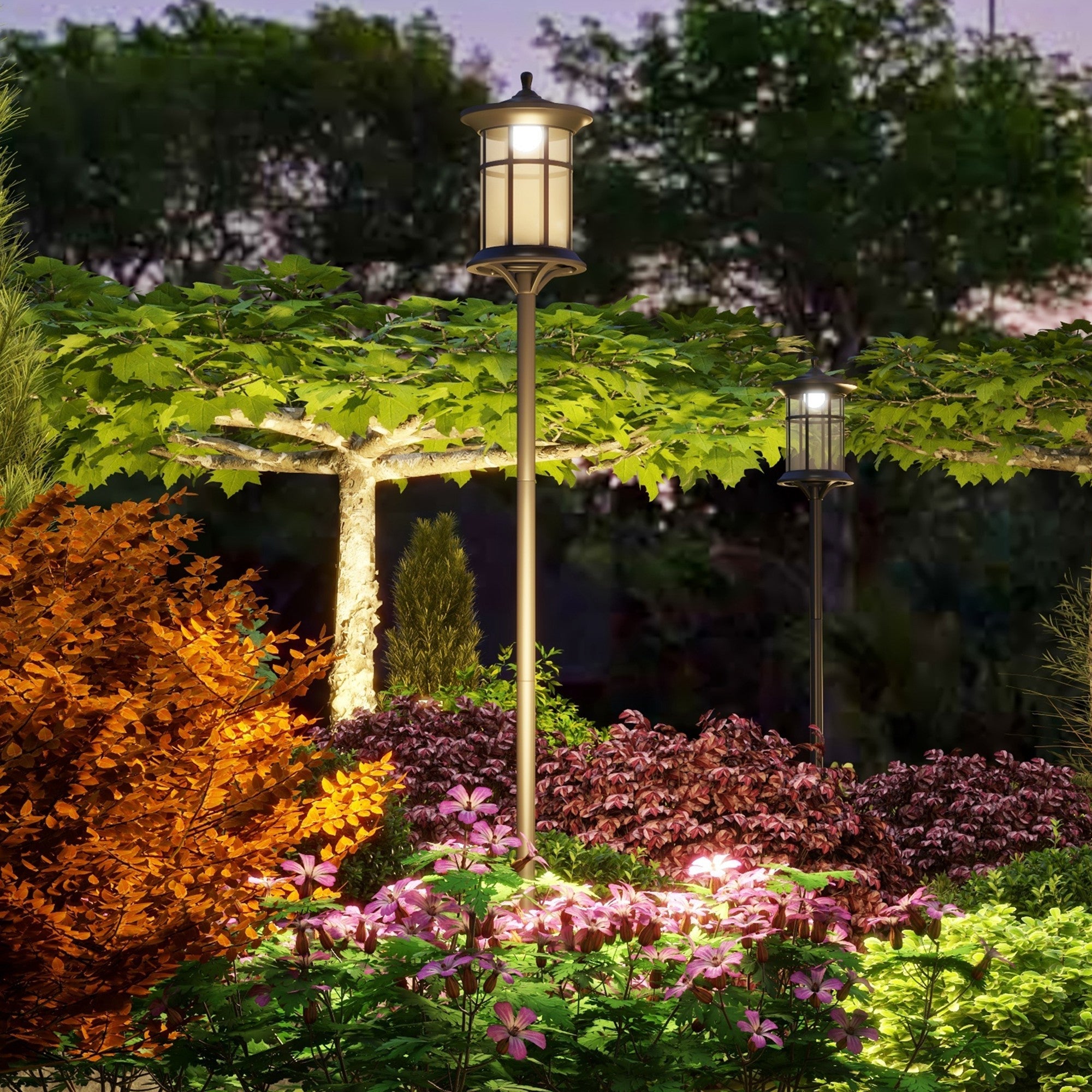 Lampione Solare da Giardino con Luce LED Bianco Freddo e IP44 H184 cm in Acciaio Inox e ABS Nero