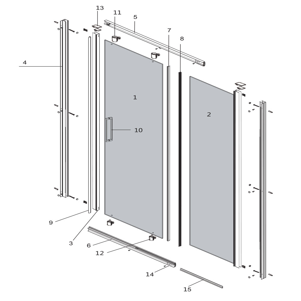 Ogomondo porta scorrevole slide 2 due ante black profilo nero cristallo 6 mm *** misure 136-140xh195 cm, confezione 1