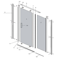 Ogomondo porta scorrevole slide 2 due ante black profilo nero cristallo 6 mm *** misure 136-140xh195 cm, confezione 1