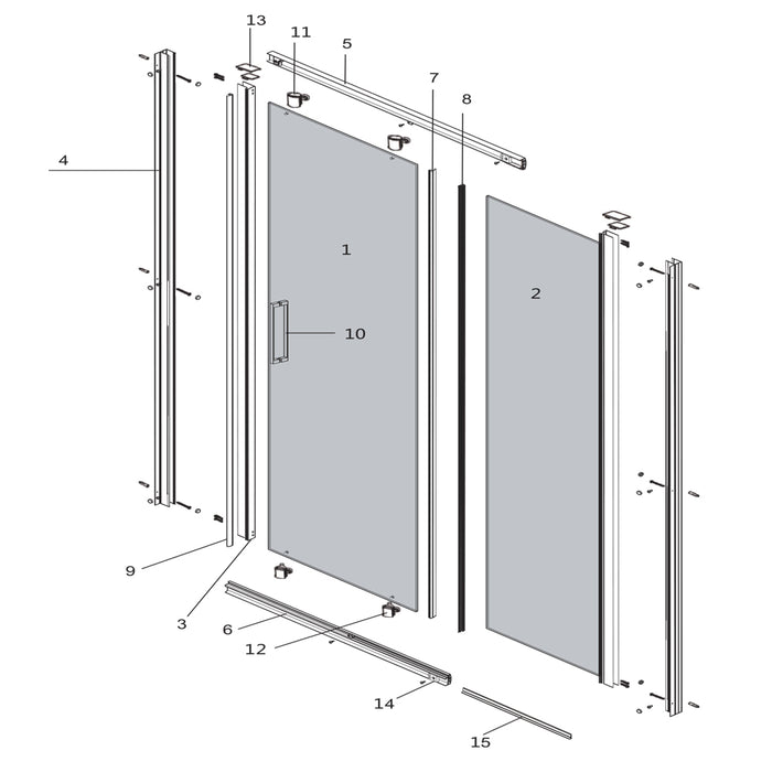 Ogomondo porta scorrevole slide 2 due ante black profilo nero cristallo 6 mm *** misure 136-140xh195 cm, confezione 1