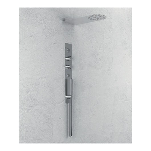 Wall kit a parete da incasso a muro acciaio inox + soffione doccia a parete acciaio inox punta tonda