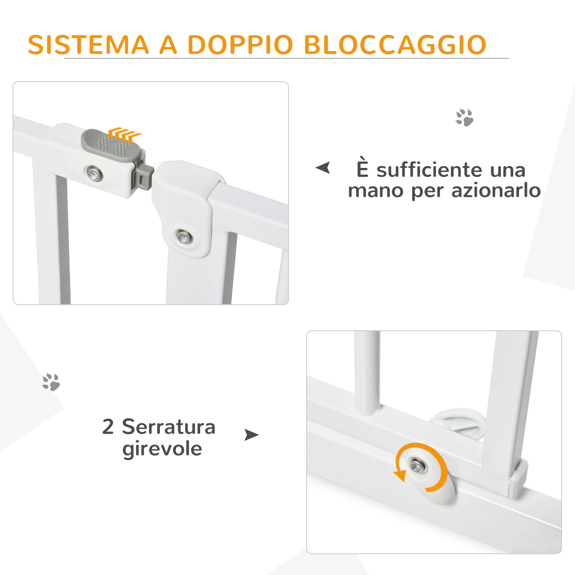 Cancelletto di Sicurezza per Cani Estensibile 75-115 cm per Scale e Porte in Acciaio e ABS Bianco