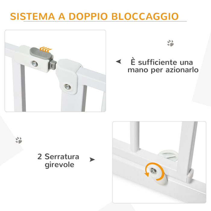 Cancelletto di Sicurezza per Cani Estensibile 75-115 cm per Scale e Porte in Acciaio e ABS Bianco