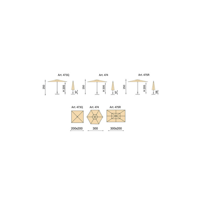 Ombrellone a palo centrale Trend Wood diametro 300 cm Made in Italy - TERRACOTTA