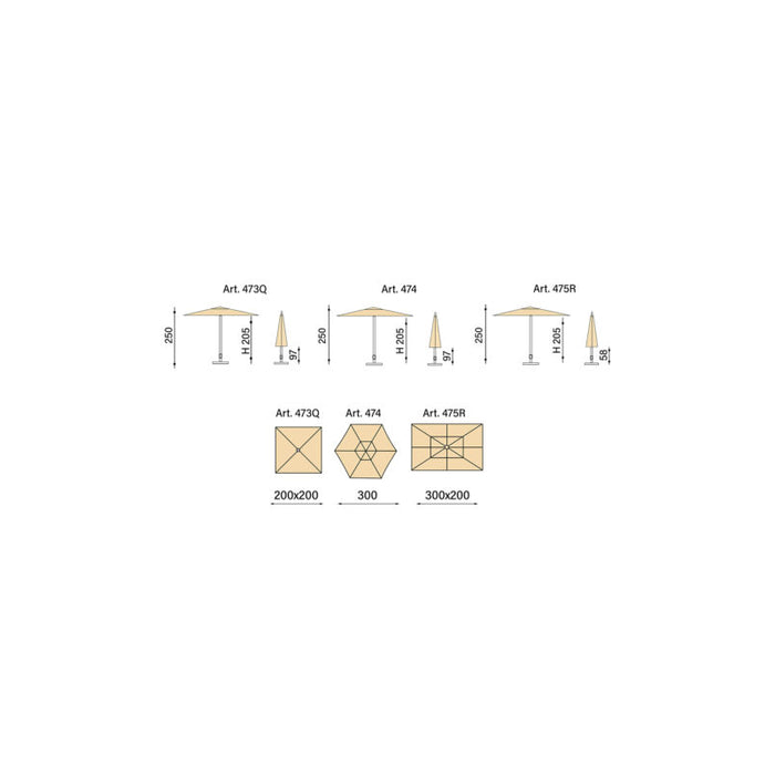 Ombrellone a palo centrale Trend Wood diametro 300 cm Made in Italy - Talpa