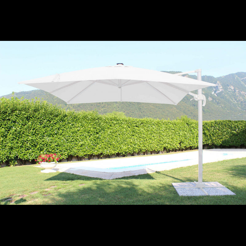 OMBRELLONE CON LED 3 X 3 PITAGORA BIANCO TELO BIANCO