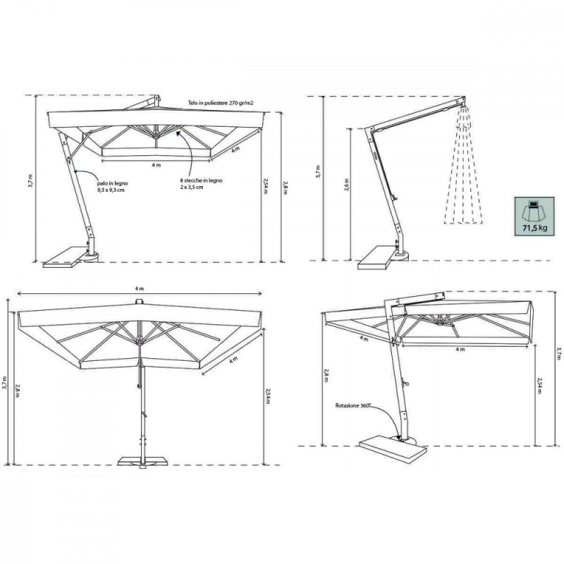 OMBRELLONE VENERE P/L 3 X 3