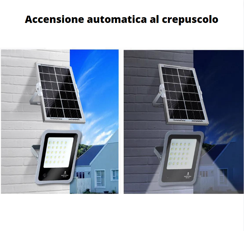 Proiettore led solare 200 watt grigio monocristallino ip65 6500k