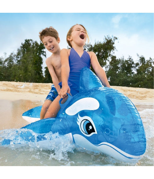 Orca Cavalcabile Gioco Gonfiabile Per Bambini 152x144cm Mare Piscina Blu         