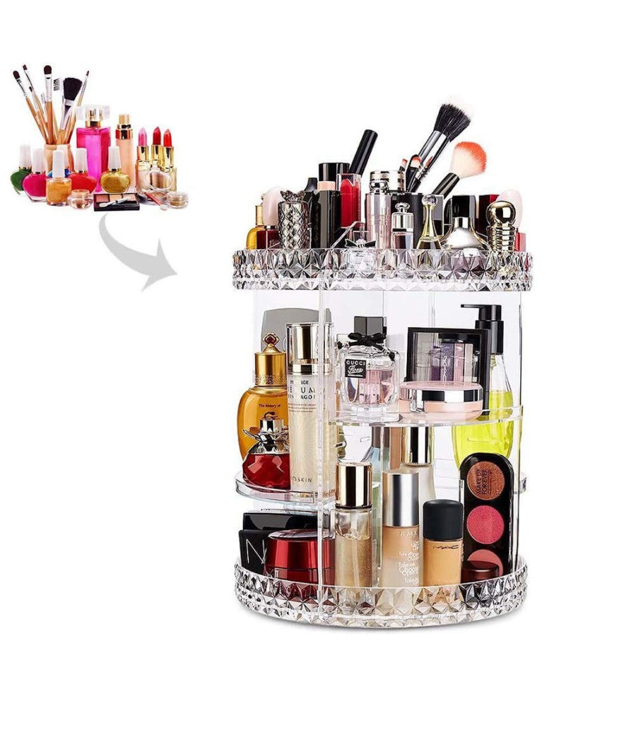 Organizer Espositore Per Trucco Girevole 360° Rotante Cosmetici Profumi Makeup         