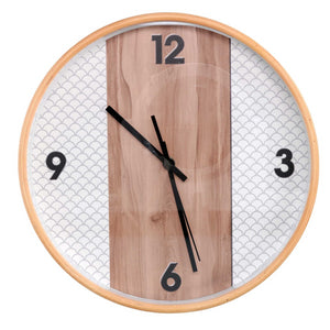 Orologio legno naturale e bianco tondo cm ø32h4,8