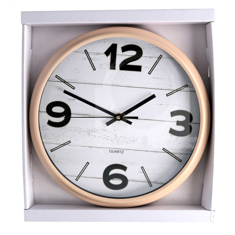 Orologio plastica bianco e ocra tondo cm ø30,5h