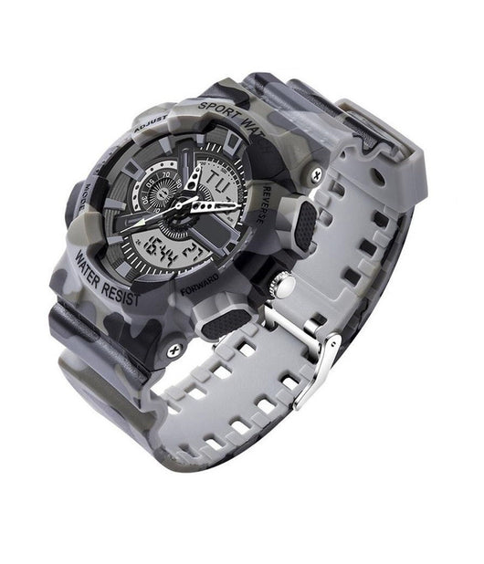 Orologio Sportivo Sanda Uomo Resistente Acqua Cronografo Camouflage Grigio         