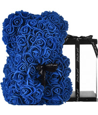 Orsacchiotto Orsetto Orso Di Rose Con Fiori Artificiali Da 25cm San Valentino  Blu       