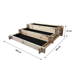 Onlywood Orto Rialzato CASCATA 3 Livelli in Legno Trattato 100 x 100 x 27 cm