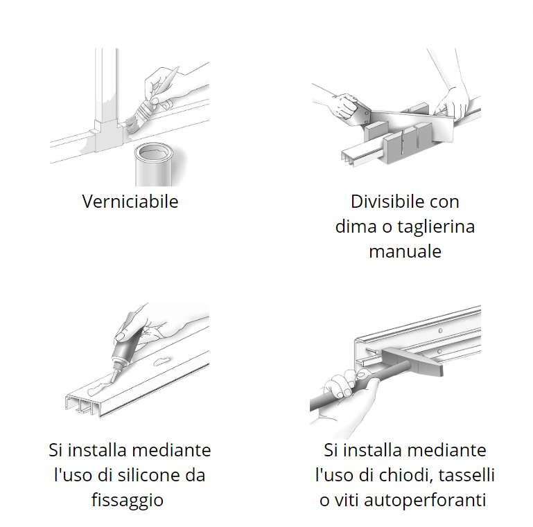 Canale bianco portacavi pvc rigido autoestinguente 40x40mm barra 2 metri