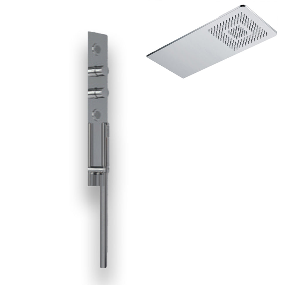 Wall kit a parete da incasso a muro acciaio inox + soffione doccia a parete acciaio inox punta quadrata