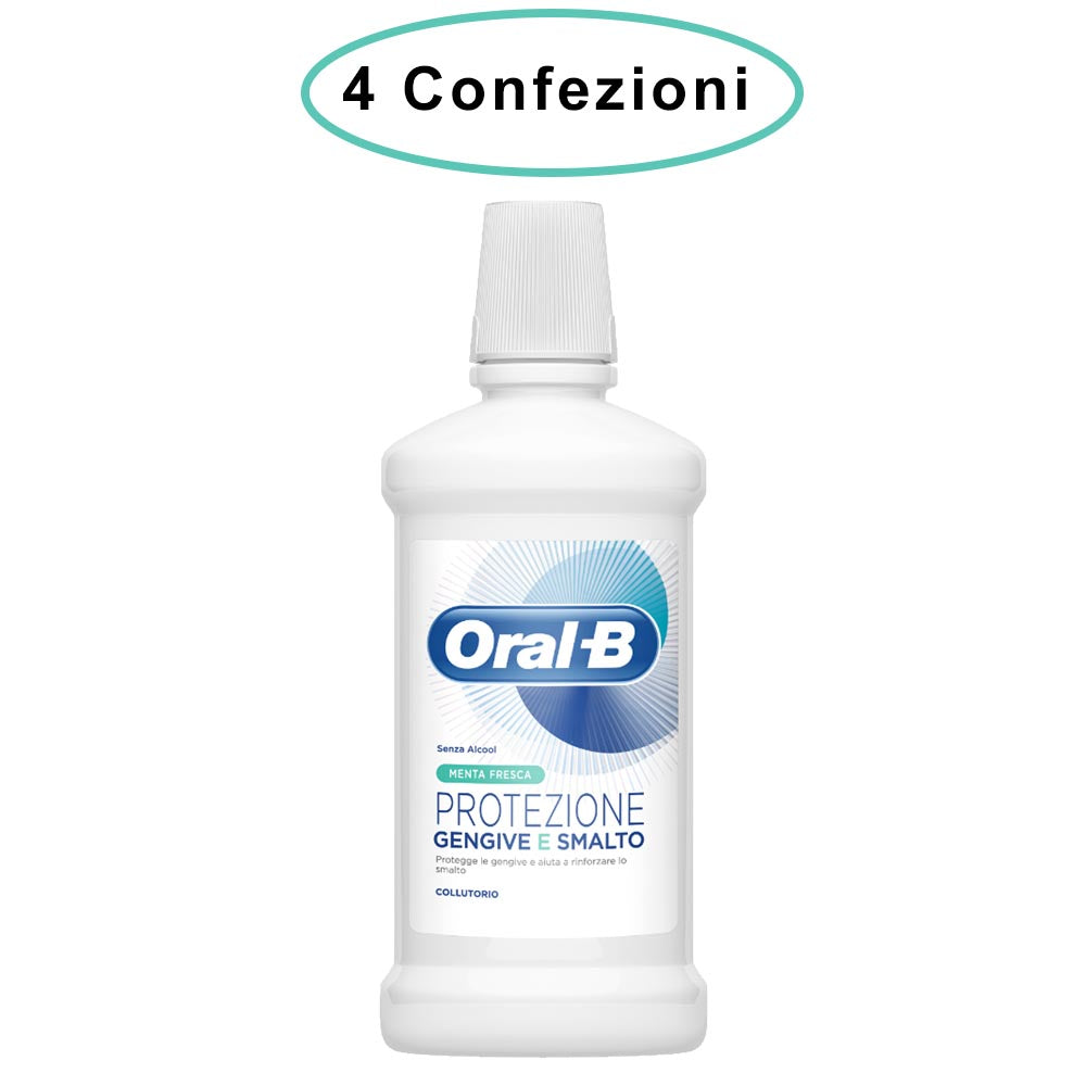 Oral b colluttorio menta fresca protezione gengive & smalto 4 confezioni da 500 milliliters