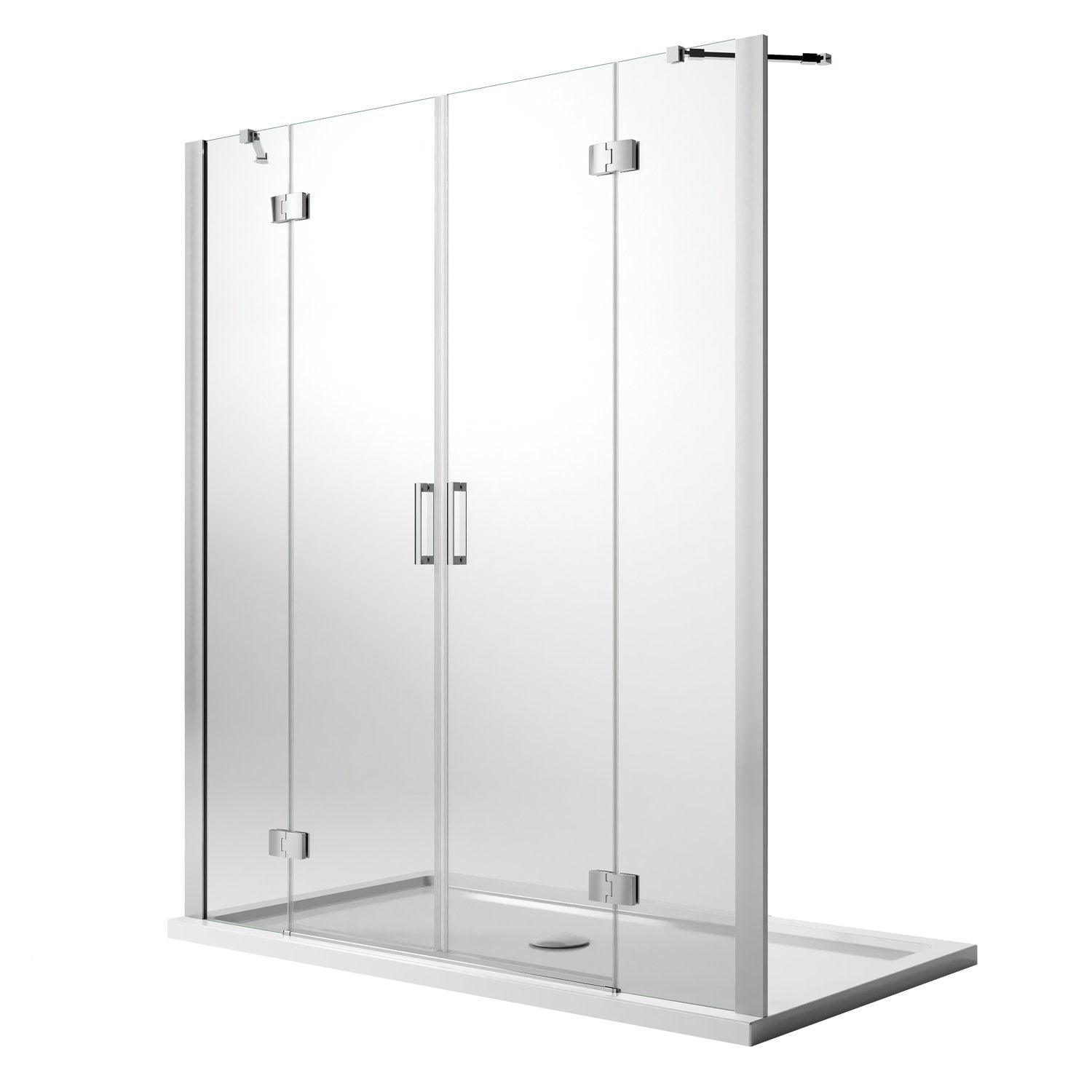 Porta Doccia 155CM H190 Vetro Trasparente con Easy-Clean mod. Flip Anta + Anta