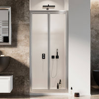 Porta Doccia 90CM H185 Cristallo Trasparente Apertura Saloon con Doppia Anta Battente mod. Clint