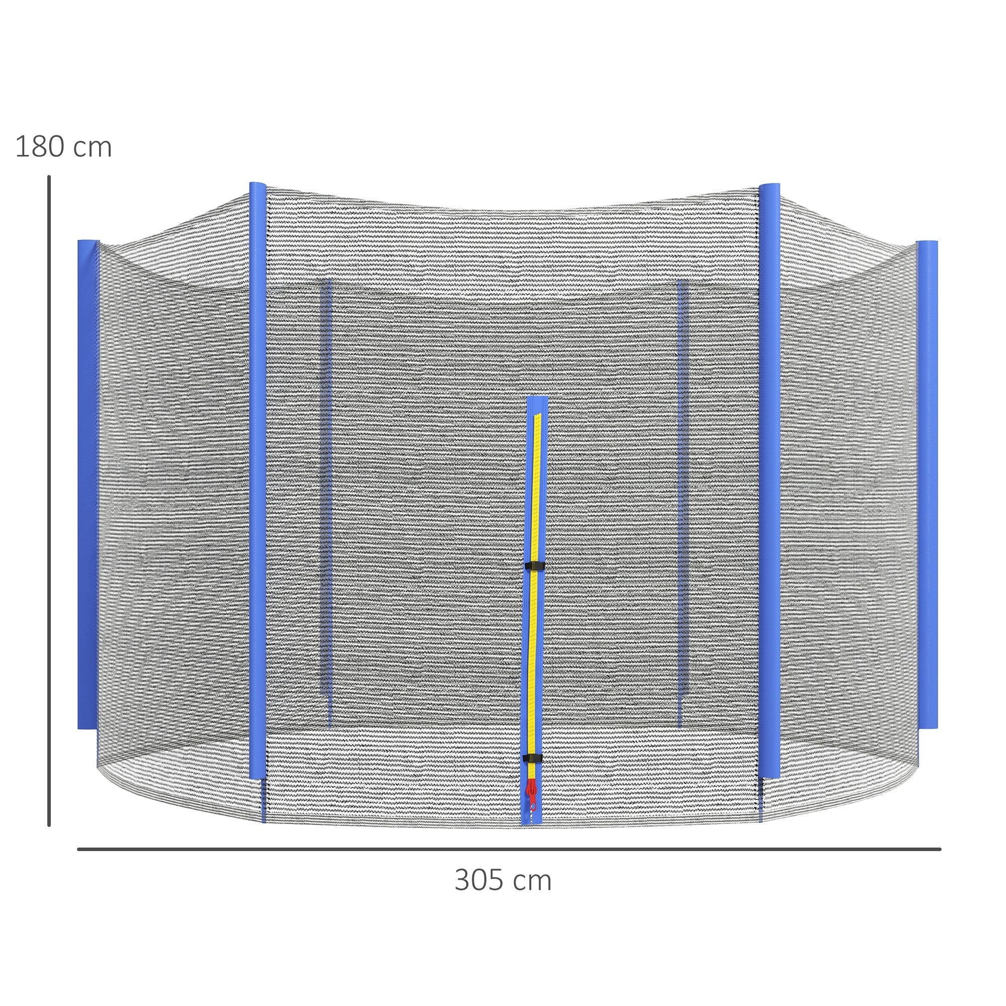 Rete di Protezione per Trampolini a 6 Pali con Ingresso con Cerniera Ø305x180 cm in PE Nero e Blu