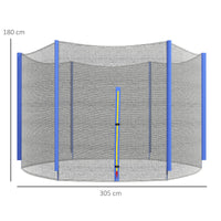 Rete di Protezione per Trampolini a 6 Pali con Ingresso con Cerniera Ø305x180 cm in PE Nero e Blu