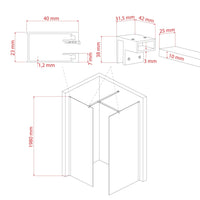 Box doccia Parete 90x130 CM in vetro trasparente 8mm mod. Walk in Corner H198