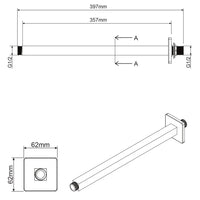 Braccio doccia in ottone a soffitto lungo 35 cm mod. Beta