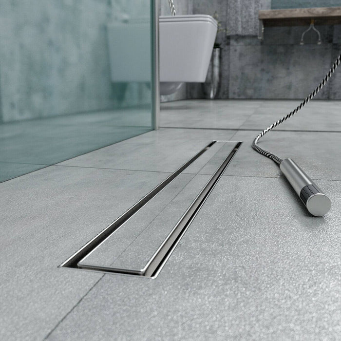 Canalina di scarico doccia in acciaio inox piastrellabile per box doccia 90 cm mod. Tile