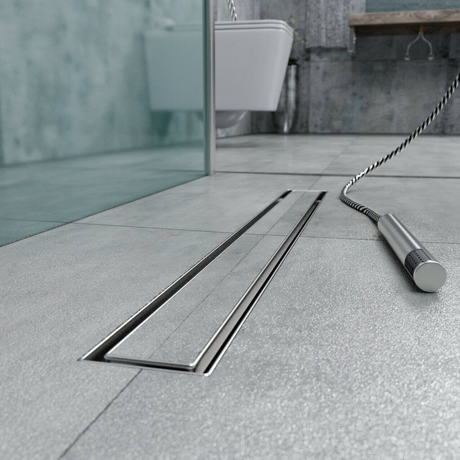 Canalina di scarico doccia in acciaio inox piastrellabile per box doccia 100 cm mod. Tile