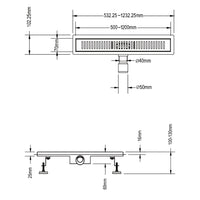 Canalina di scarico doccia in acciaio inox con griglia a righe 90 cm mod. Stripe