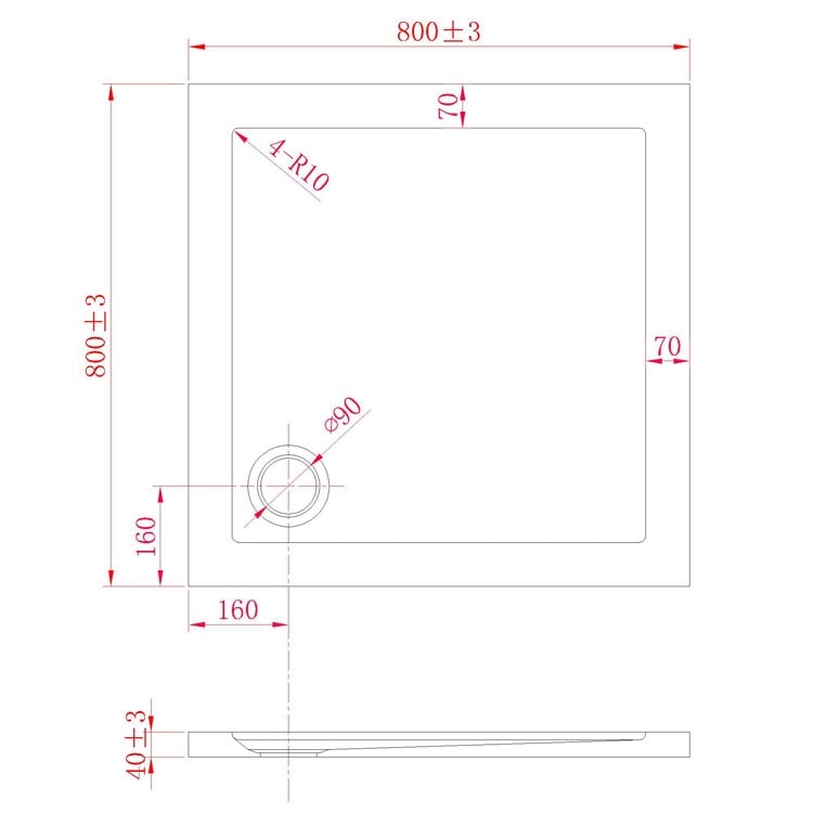 Piatto Doccia Slim 80x80x4 cm Quadrato Acrilico Bordato Bianco Lucido mod. Flower