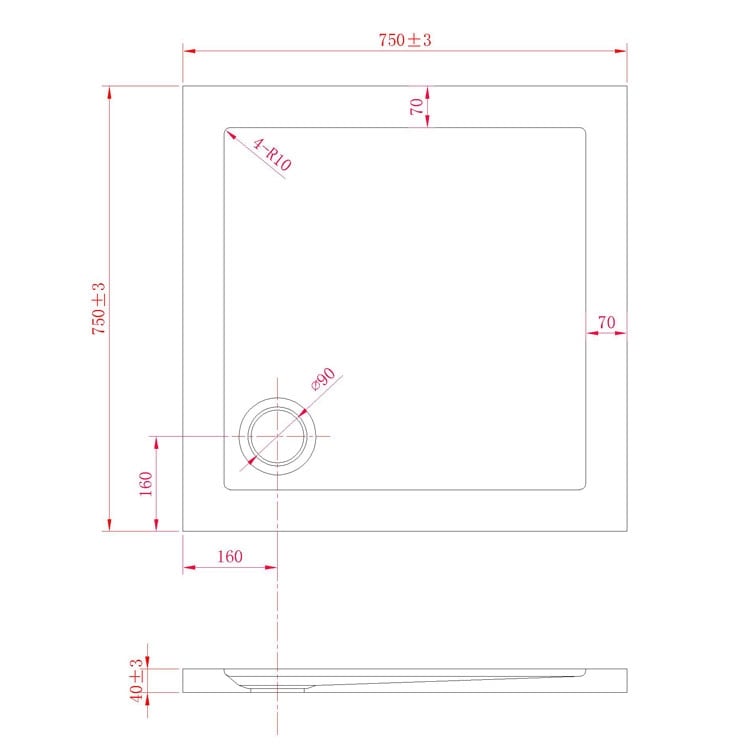 Piatto Doccia Slim 75x75x4 cm Quadrato Acrilico Bordato Bianco Lucido mod. Flower