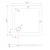 Piatto Doccia Slim 75x75x4 cm Quadrato Acrilico Bordato Bianco Lucido mod. Flower