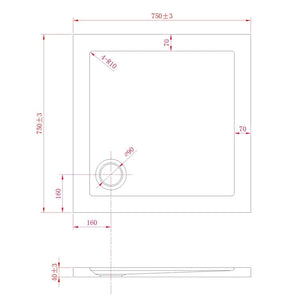 Piatto Doccia Slim 75x75x4 cm Quadrato Acrilico Bordato Bianco Lucido mod. Flower