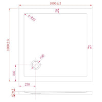 Piatto Doccia Slim 100x100x4 cm Quadrato Acrilico Bordato Antracite Effetto Pietra mod. Flower